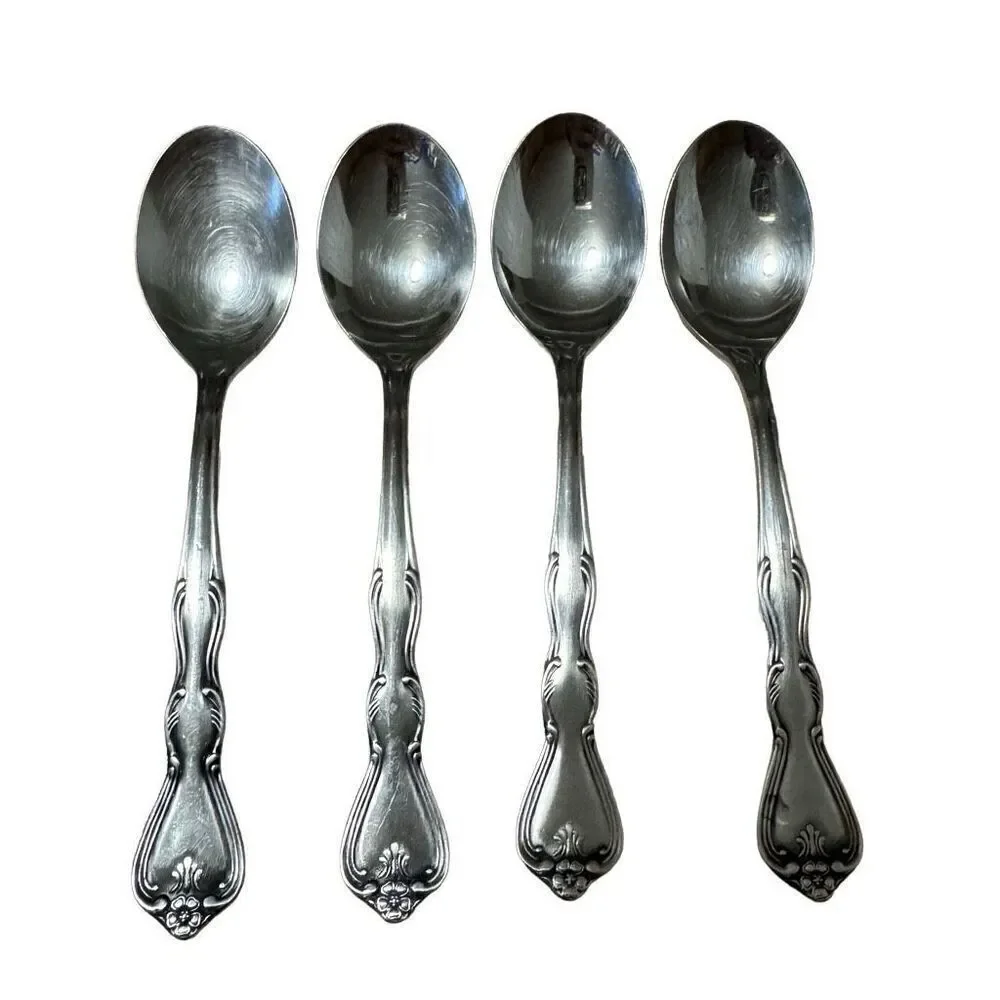 Noritake 18-8 Stainless Japan NTK Sylvia Flatware Silverware Teaspoon Set of 4